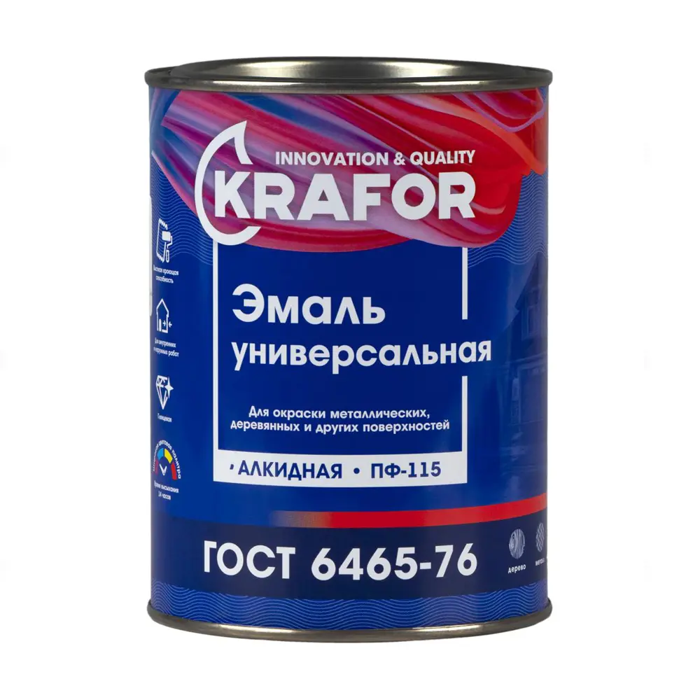 Фото Эмаль НОВОКОЛОР KRAFOR ПФ-115 вишневая 0.8 кг