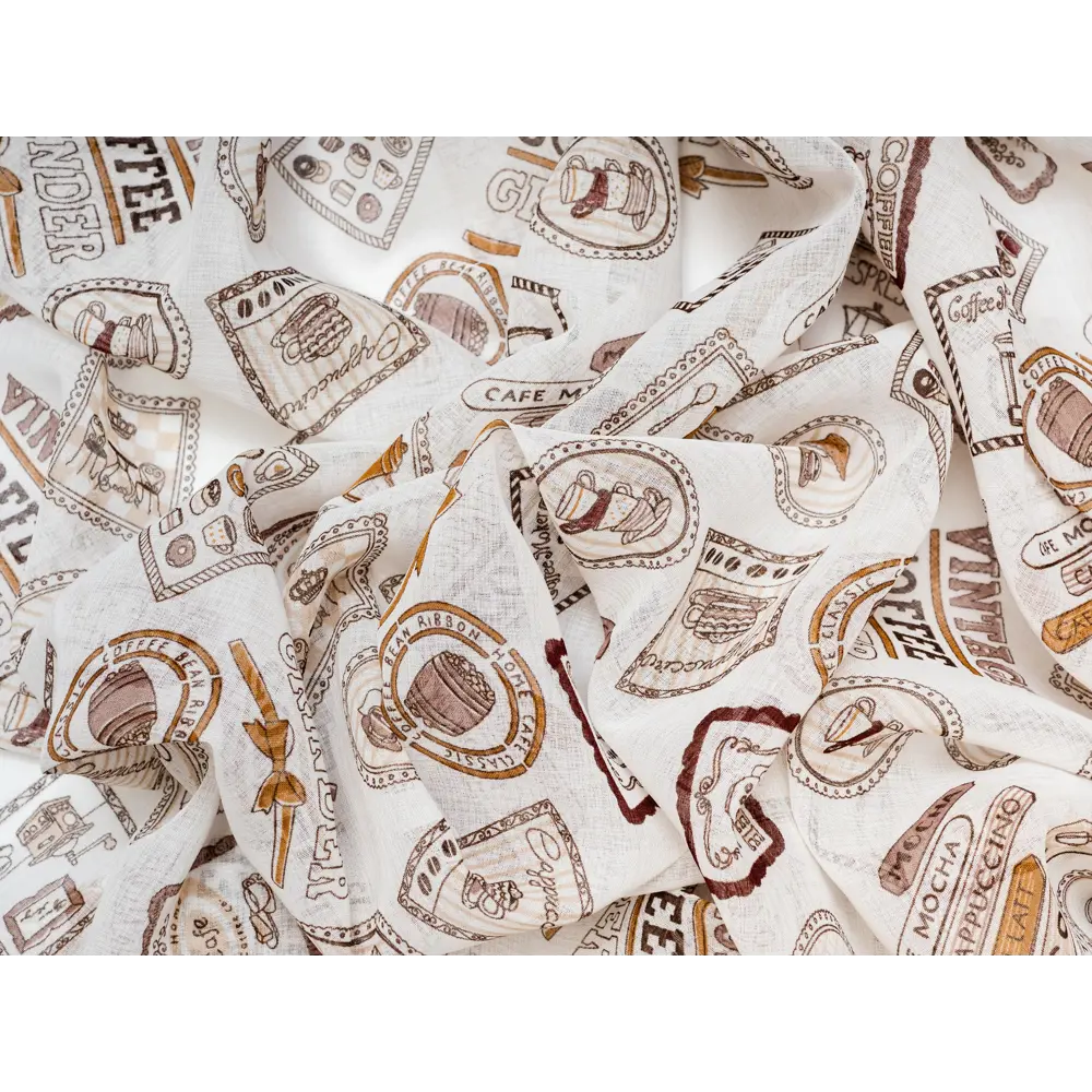 Фото 6 Тюль батист печать "coffee" YML1956 на шторной ленте 270x500 см, цвет шоколад/бежевый Фото 6 Тюль батист печать "coffee" YML1956 на шторной ленте 270x500 см, цвет шоколад/бежевый