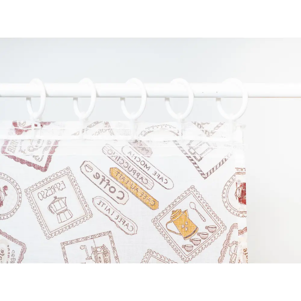 Фото 4 Тюль для кухни батист печать "coffee" 300x180 цвет бежевый/коричневый на шторной ленте Фото 4 Тюль для кухни батист печать "coffee" 300x180 цвет бежевый/коричневый на шторной ленте