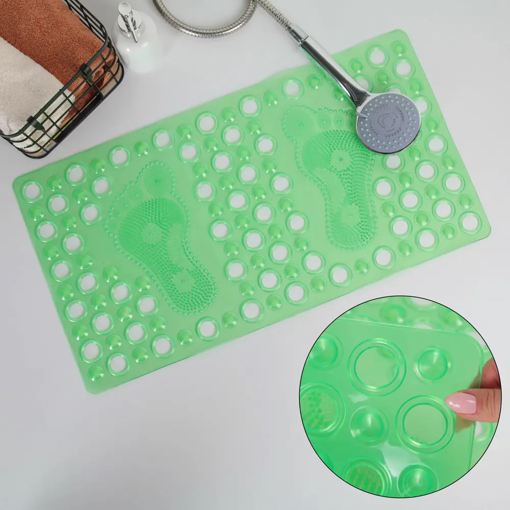 Фото Коврик для ванной комнаты Доляна 1035541 68х37см цвет разноцветный