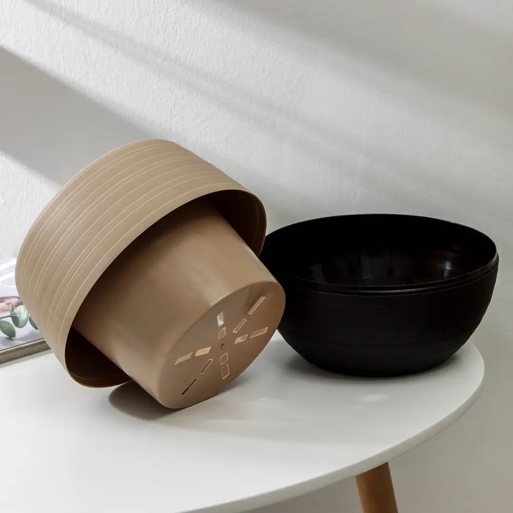 Фото 6 Горшок цветочный 4422066 Сибполимер 20 см 2.5 л пластик бежевый