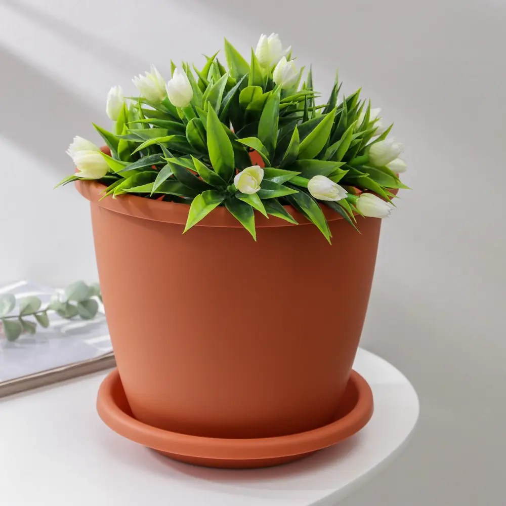 Фото Горшок цветочный 2947546 Альтернатива 23.5 см 5.5 л пластик коричневый