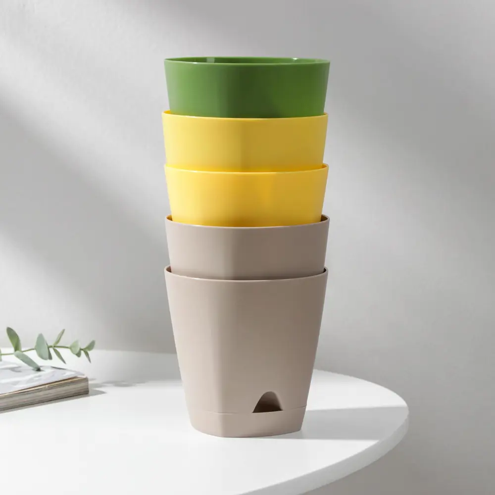 Фото 6 Горшок цветочный 5077386 Ingreen 11 см 0.65 л пластик разноцветный