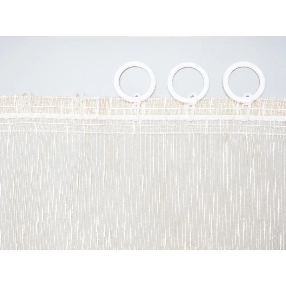 Фото 7 Тюль на шторной ленте Дождик YML2244 300x250 см полоски цвет бежевый