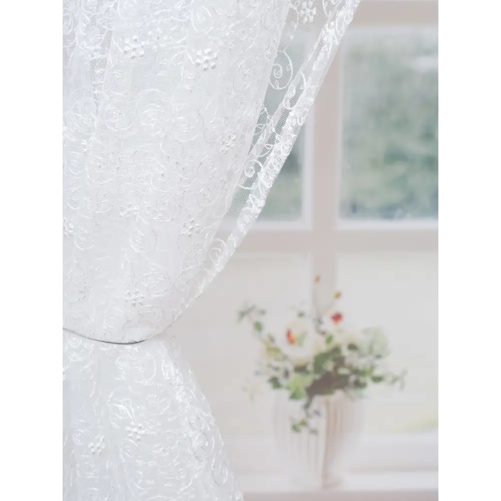 Фото Тюль на шторной ленте Каролина YML854 300x260 см вензель цвет бежевый Фото Тюль на шторной ленте Каролина YML854 300x260 см вензель цвет бежевый