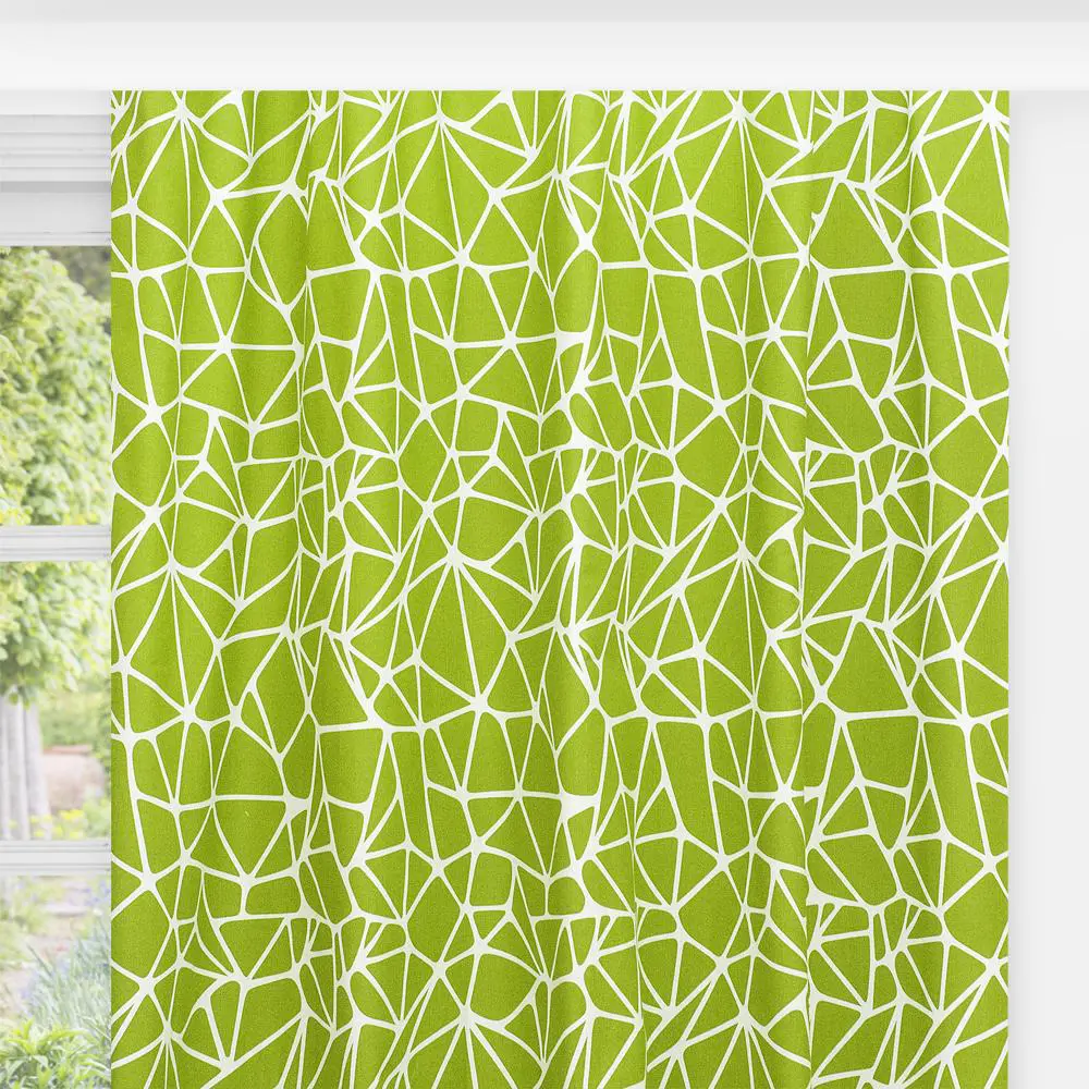 Фото Штора на шторной ленте Триада 200х270 см геометрические фигуры цвет зеленый