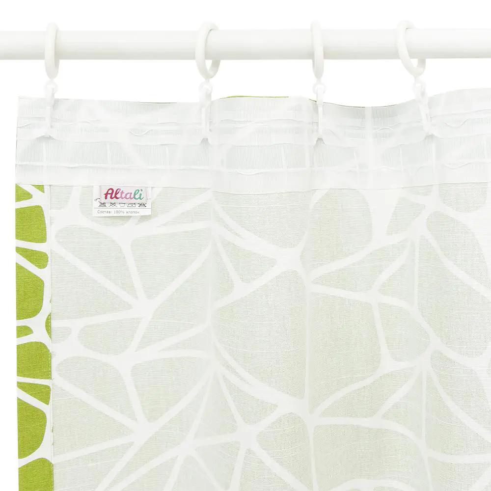 Фото 5 Штора на шторной ленте Триада 200х270 см геометрические фигуры цвет зеленый