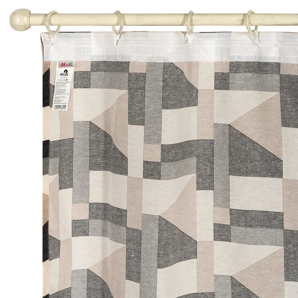 Фото 8 Штора на шторной ленте Мемфис грэй 200х270 см геометрические фигуры цвет разноцветный