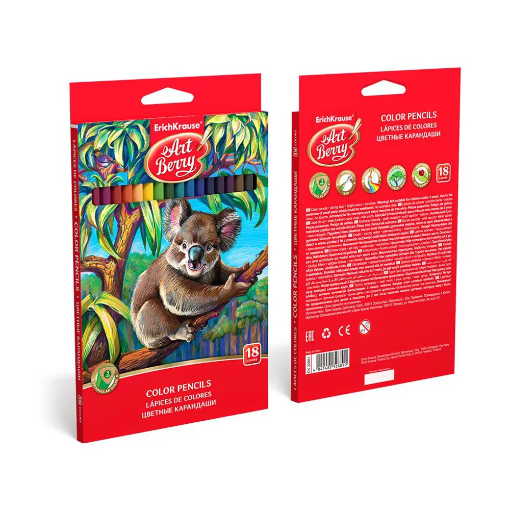 Фото 4 Цветные карандаши трехгранные ArtBerry® 18 цветов Фото 4 Цветные карандаши трехгранные ArtBerry® 18 цветов