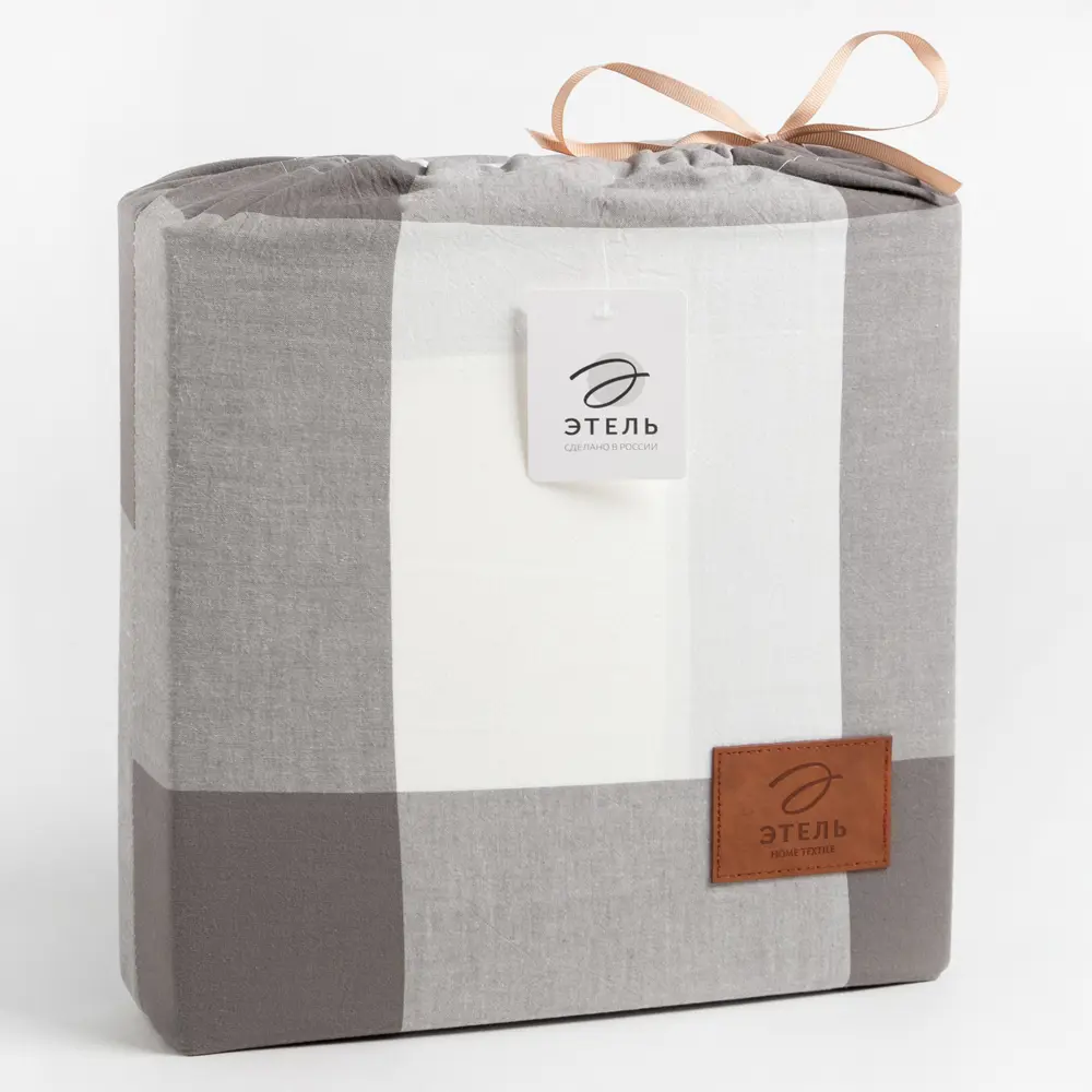 Фото 5 Комплект постельного белья Этель «Серая клетка» двуспальный, хлопок, разноцветный