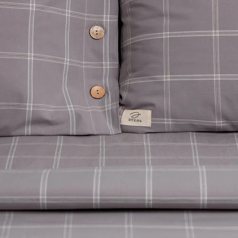 Фото 2 Комплект постельного белья Этель «Клетка» (вид 1) евро, хлопок, разноцветный