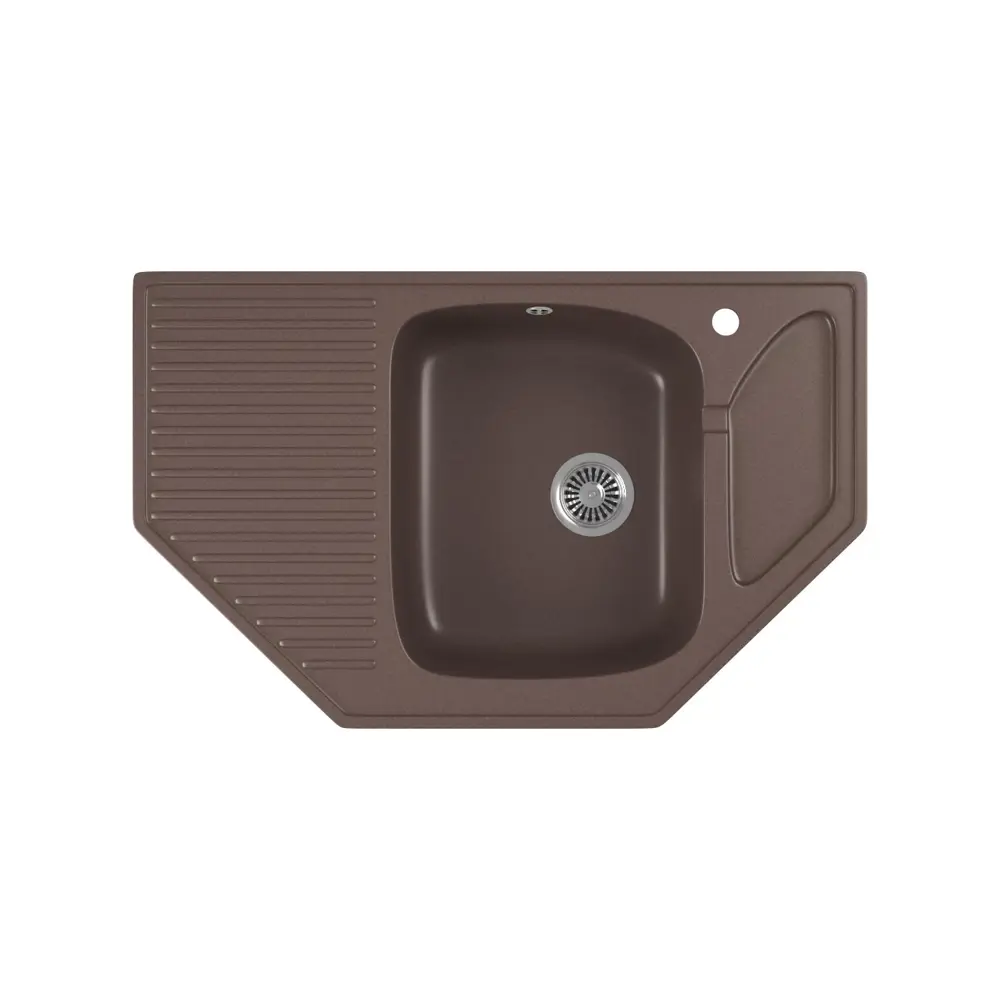 Фото Врезная мойка Greenstone 80x50x17 см литьевой мрамор цвет шоколад GRS-10-345