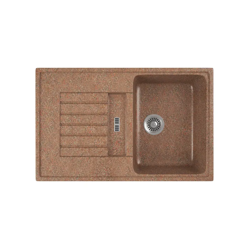 Фото Врезная мойка Greenstone 78x50x18.50 см литьевой мрамор цвет терракот GRS-24-307