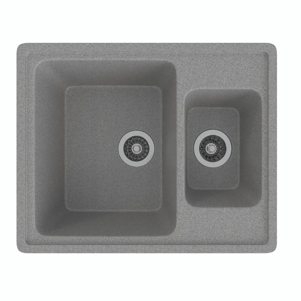 Фото Врезная мойка Gamma Stone 60x48.50x19 см литьевой мрамор цвет темно-серый GS-19-09