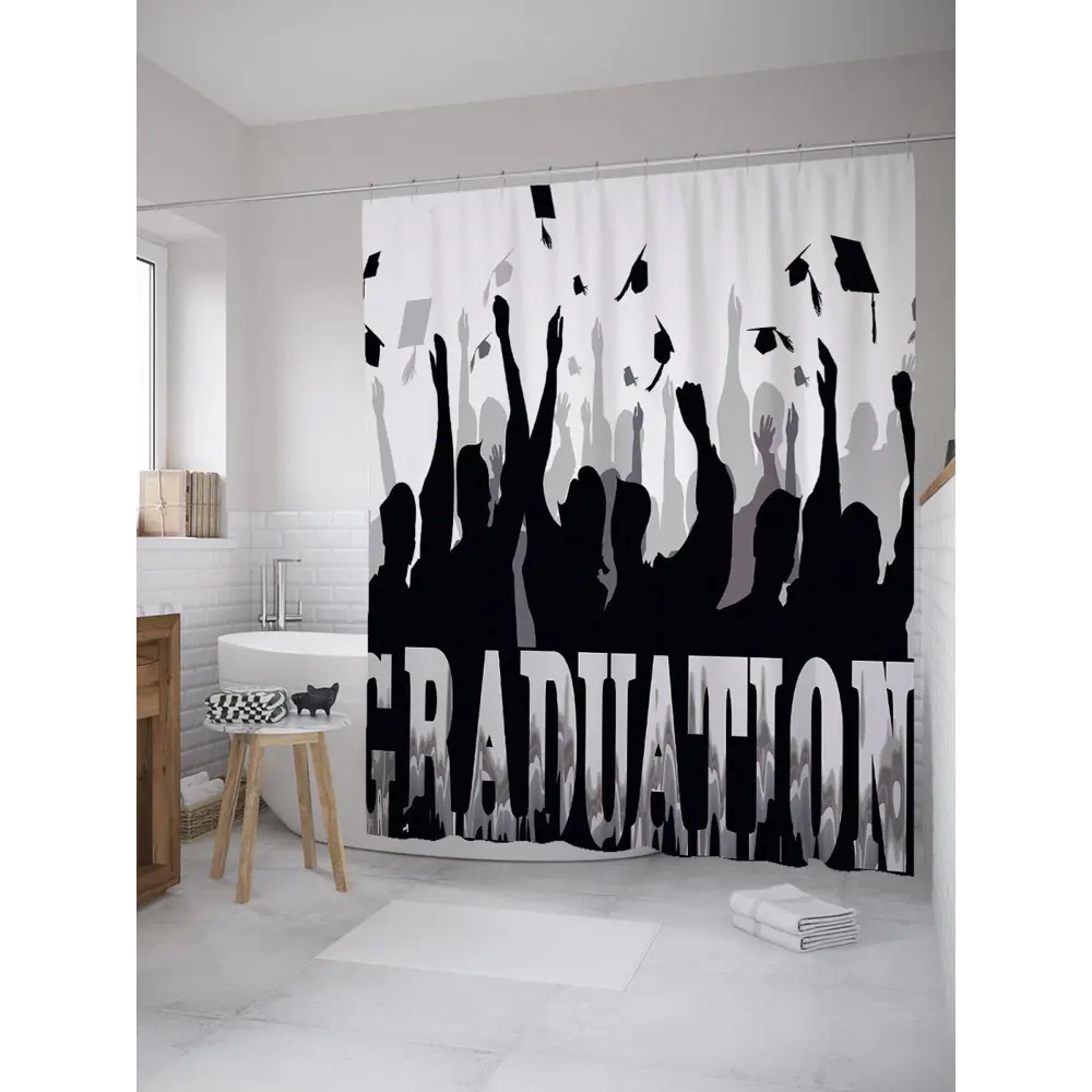 Фото Шторка для ванной комнаты JoyArty sc_36251 200x180см цвет серый серебристый