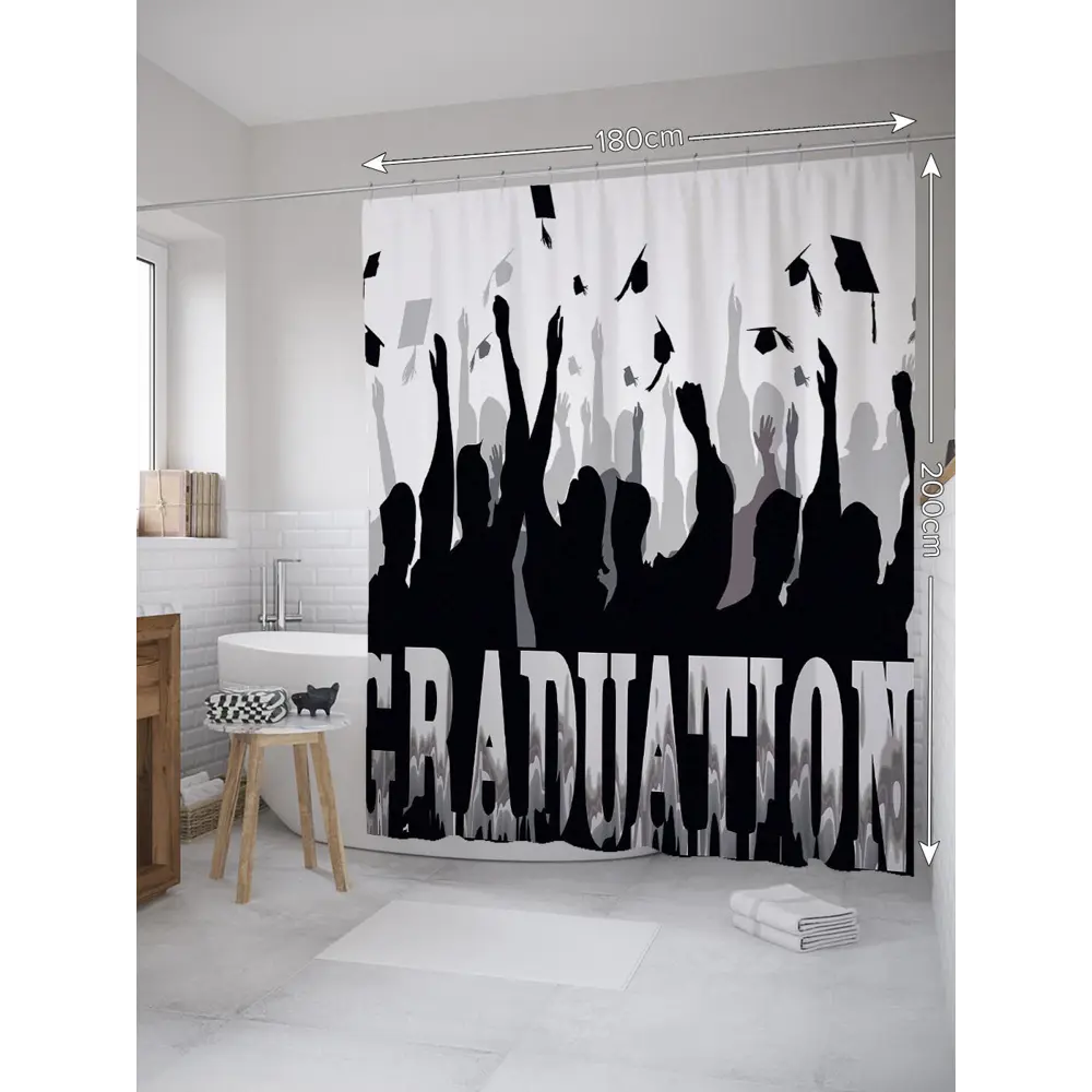 Фото 2 Шторка для ванной комнаты JoyArty sc_36251 200x180см цвет серый серебристый