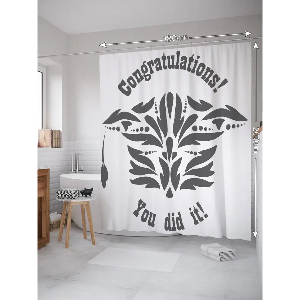 Фото 2 Шторка для ванной комнаты JoyArty sc_36222 200x180см цвет серый серебристый