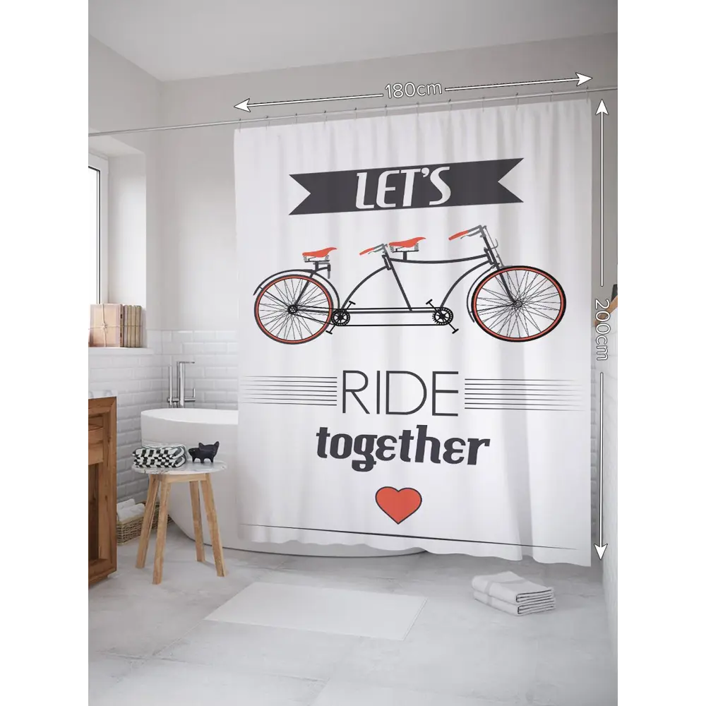 Фото 2 Шторка для ванной комнаты JoyArty sc_22059 200x180см цвет серый серебристый