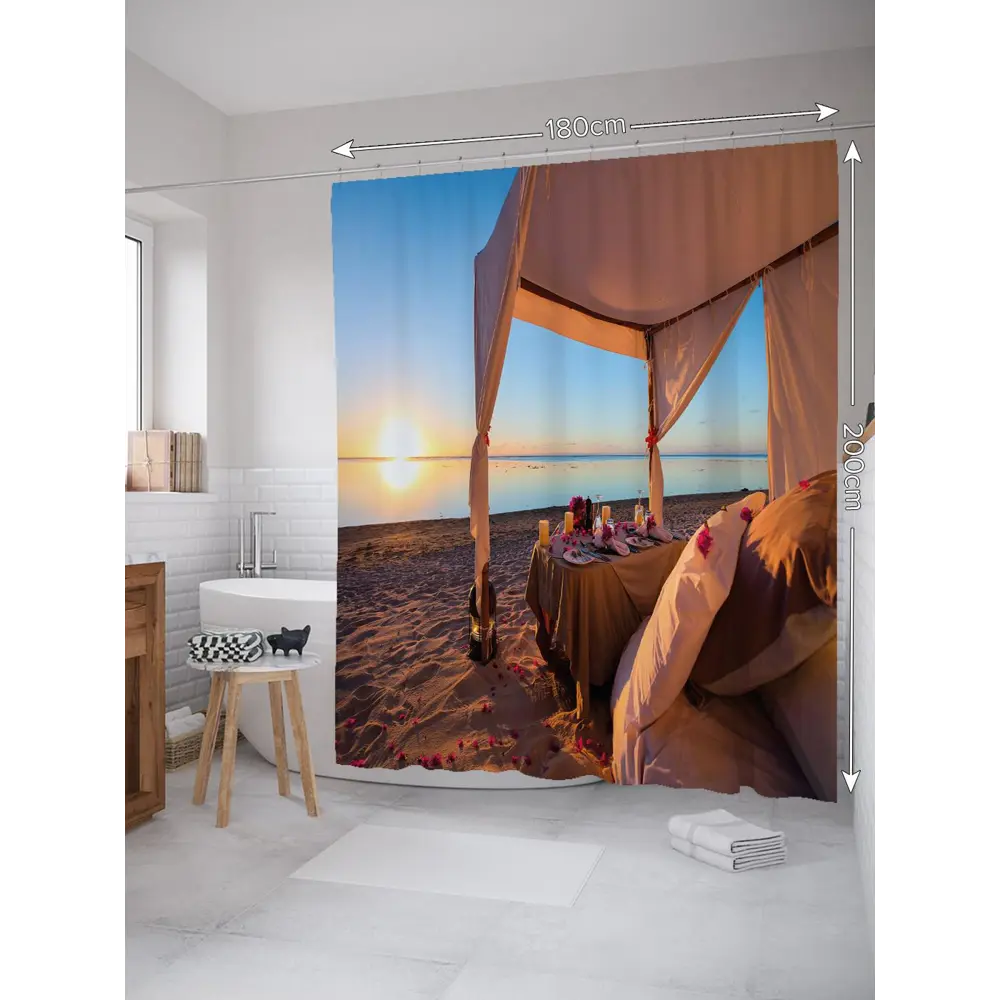 Фото 2 Шторка для ванной комнаты JoyArty sc_34887 200x180см цвет синий Фото 2 Шторка для ванной комнаты JoyArty sc_34887 200x180см цвет синий