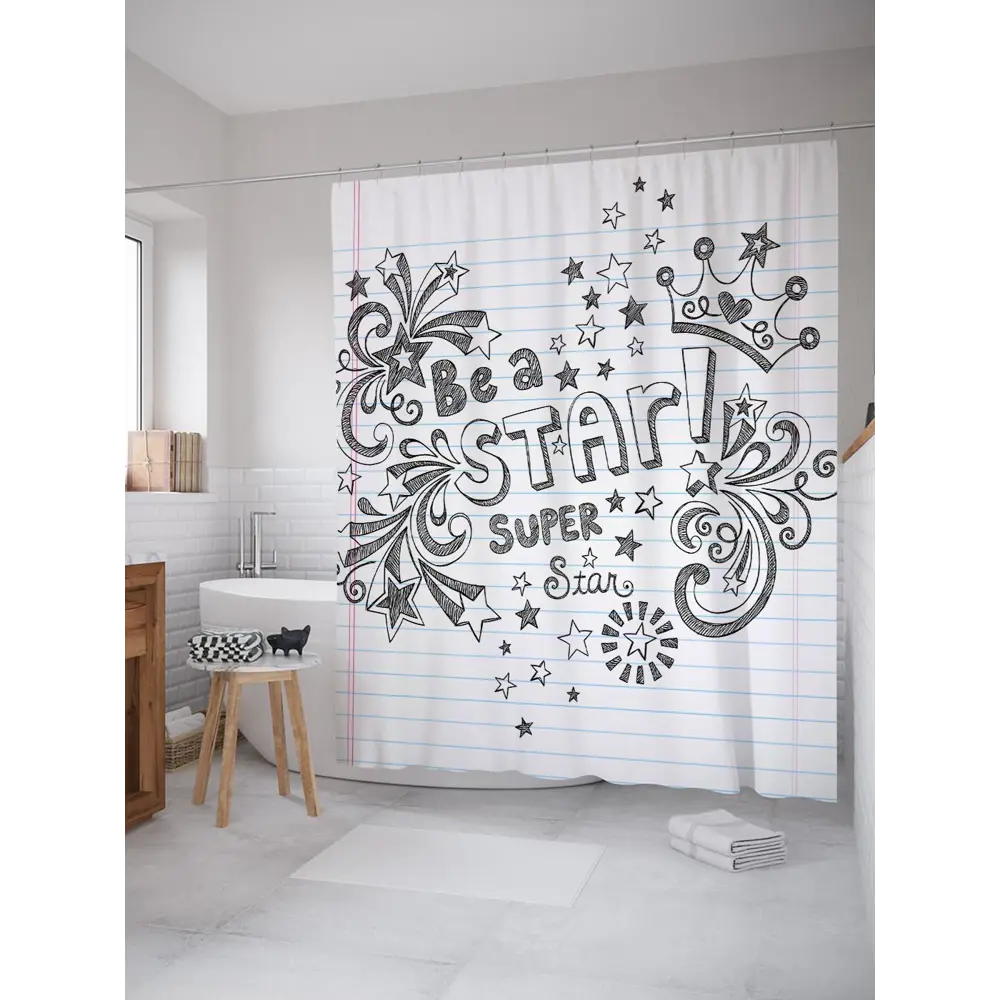 Фото Шторка для ванной комнаты JoyArty sc_37300 200x180см цвет серый серебристый Фото Шторка для ванной комнаты JoyArty sc_37300 200x180см цвет серый серебристый