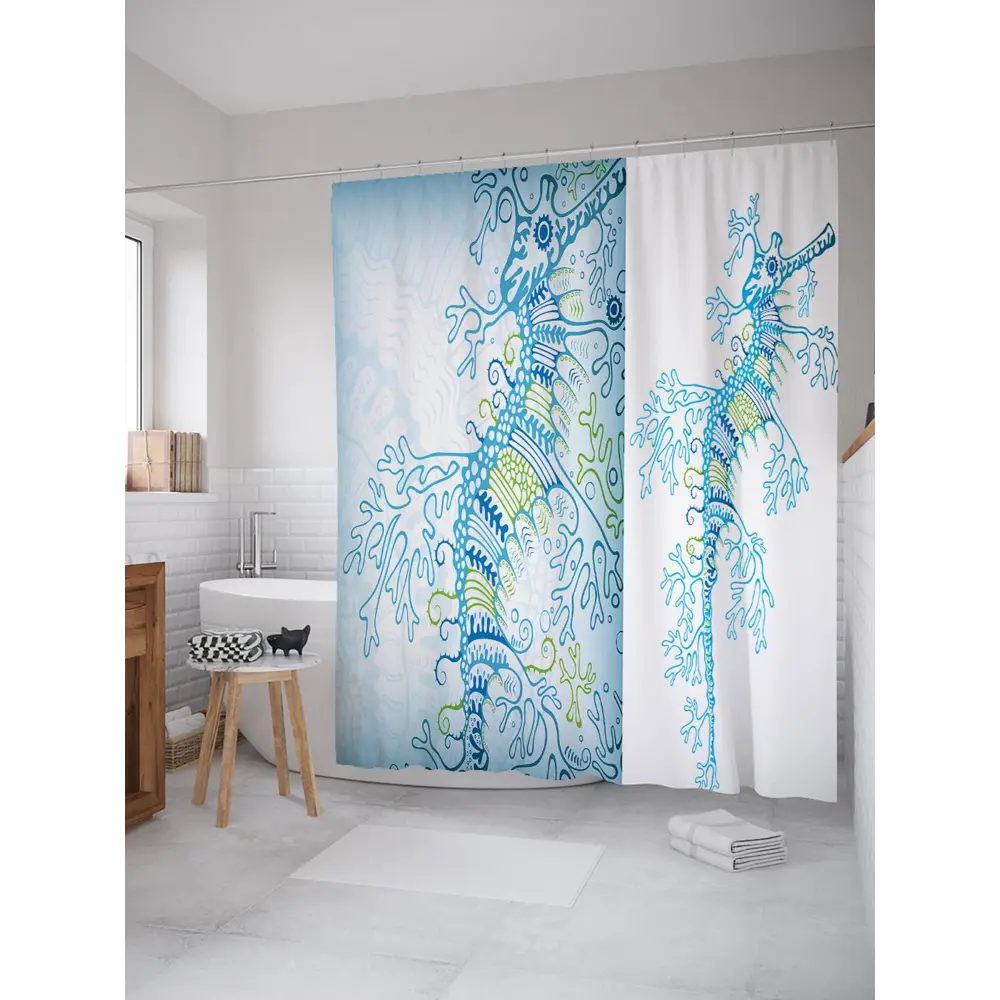 Фото Шторка для ванной комнаты JoyArty sc_21706 200x180см цвет синий