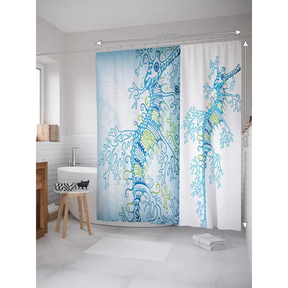 Фото 2 Шторка для ванной комнаты JoyArty sc_21706 200x180см цвет синий