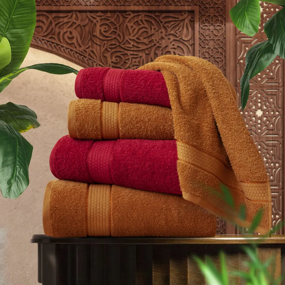 Фото 6 Набор из 4 полотенец Marrakesh 50x80 см цвет темно-алый охра Фото 6 Набор из 4 полотенец Marrakesh 50x80 см цвет темно-алый охра