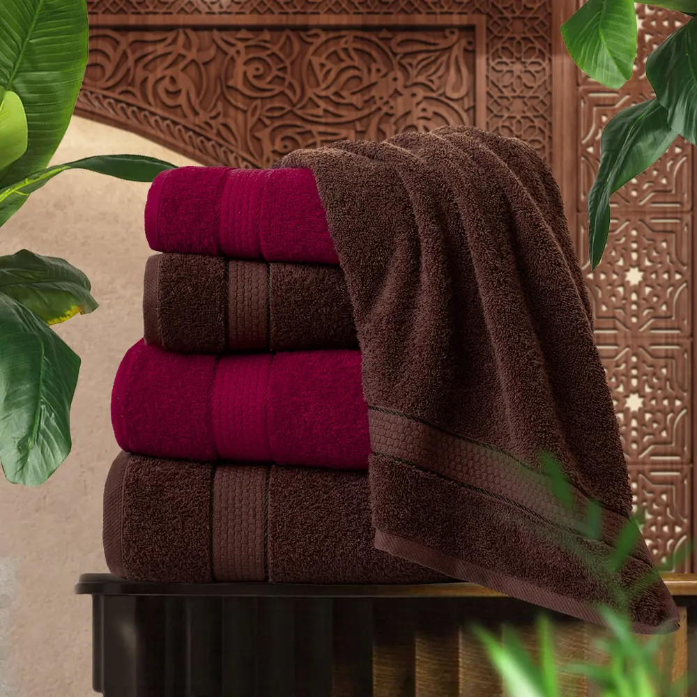 Фото Набор из 4 полотенец Marrakesh 70х130 см цвет темно-алый темный шоколад Фото Набор из 4 полотенец Marrakesh 70х130 см цвет темно-алый темный шоколад