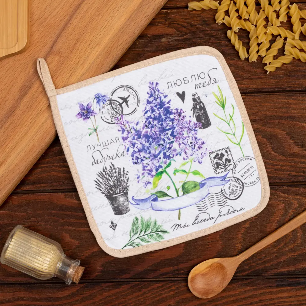 Фото Прихватка Этель Лучшая бабушка 19x19 см хлопок цвет сиреневый Фото Прихватка Этель Лучшая бабушка 19x19 см хлопок цвет сиреневый