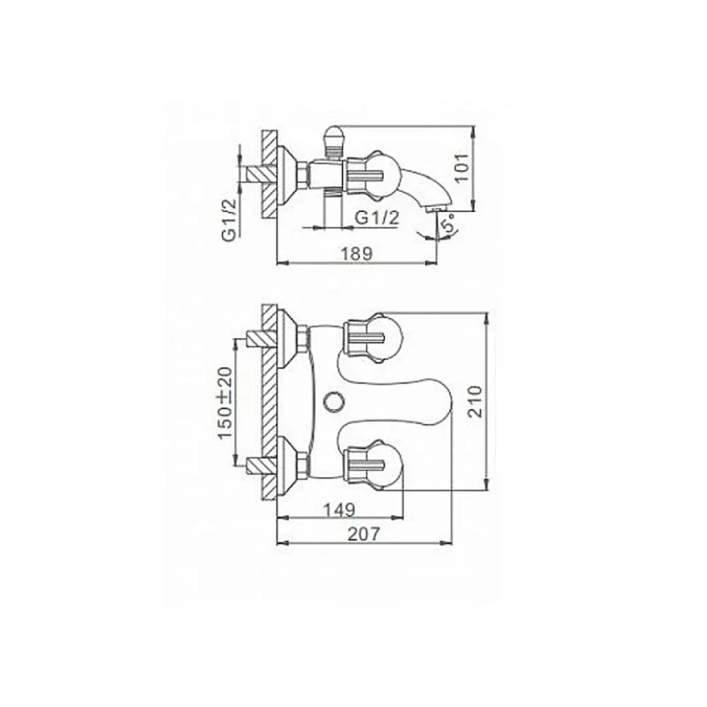 Фото 2 Смеситель для ванны FRAP F3088 двухвентильный цвет хром Фото 2 Смеситель для ванны FRAP F3088 двухвентильный цвет хром