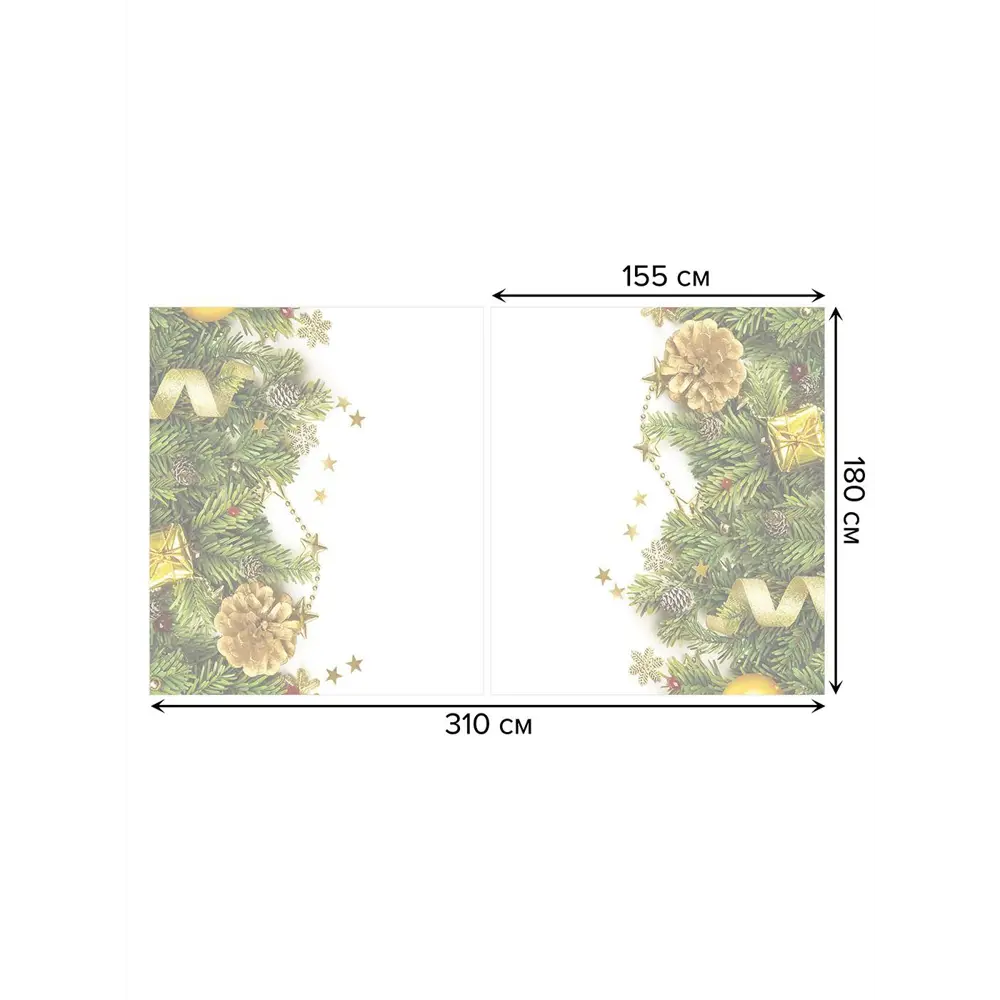Фото 2 Тюль на шторной ленте для кухни Украшенная Елка 155х180 см цвет зеленый Фото 2 Тюль на шторной ленте для кухни Украшенная Елка 155х180 см цвет зеленый