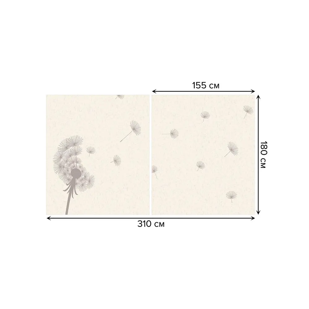 Фото 2 Тюль на шторной ленте для кухни Одуванчик В Полете 155х180 см цвет бежевый