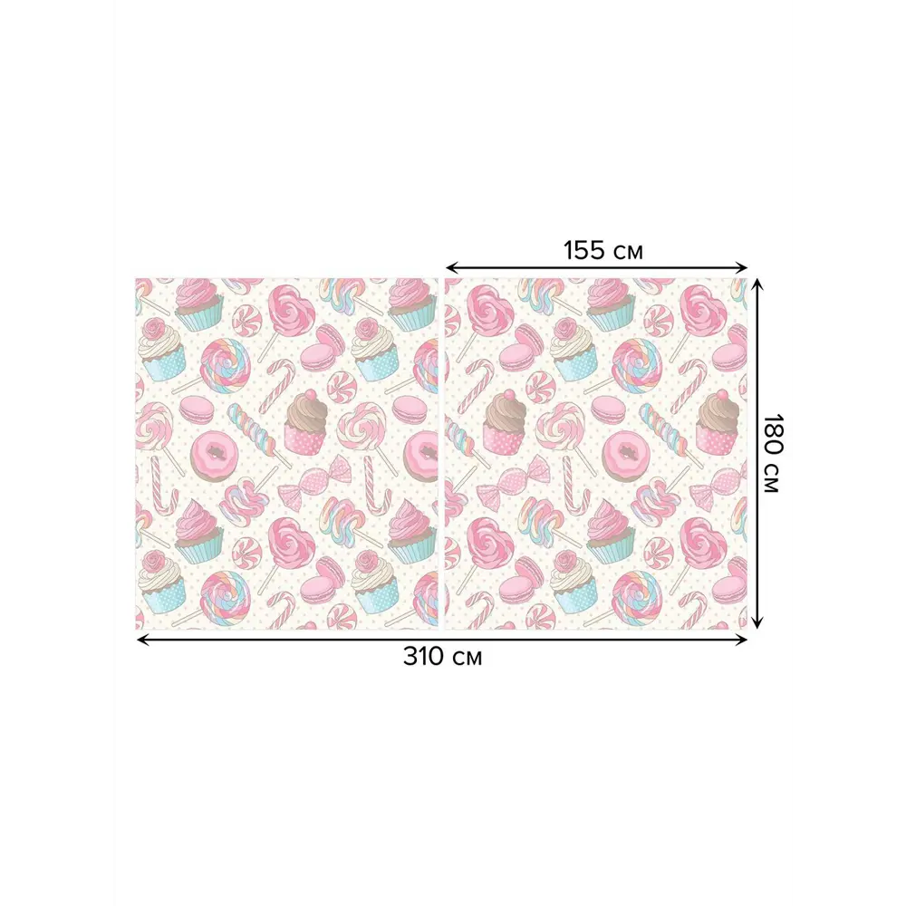 Фото 2 Тюль на шторной ленте для кухни Детские Сладости 155х180 см цвет розовый