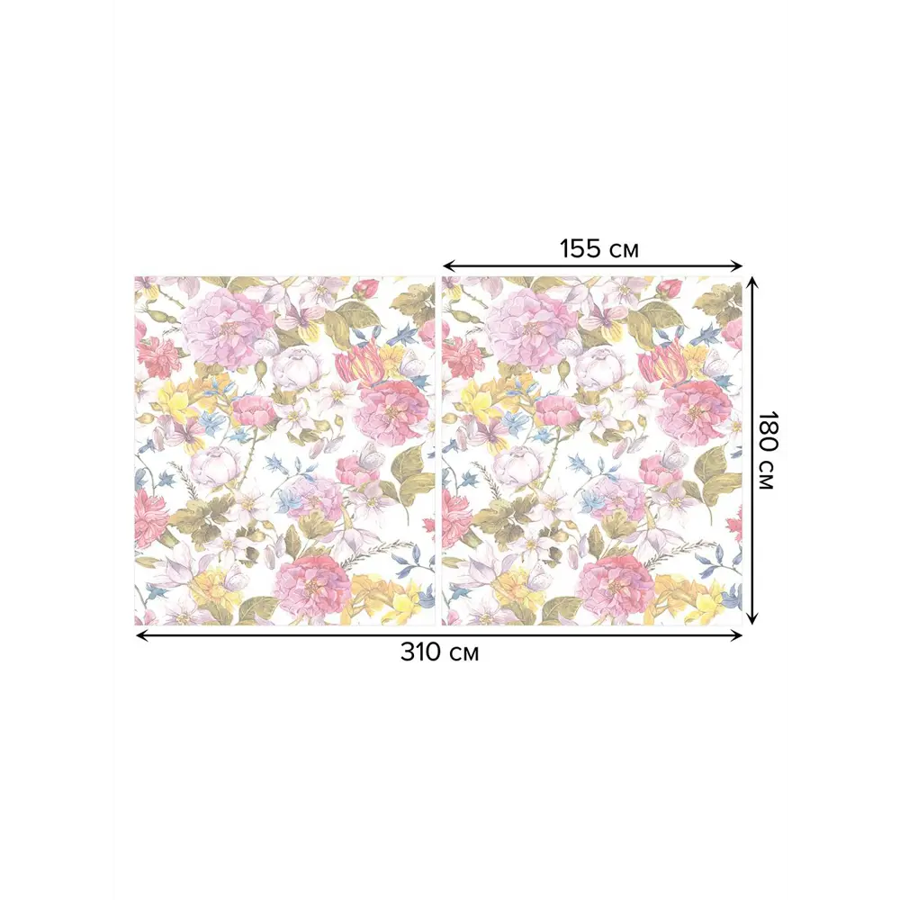 Фото 2 Тюль на шторной ленте для кухни Цветастые Переплетения 155х180 см цвет розовый