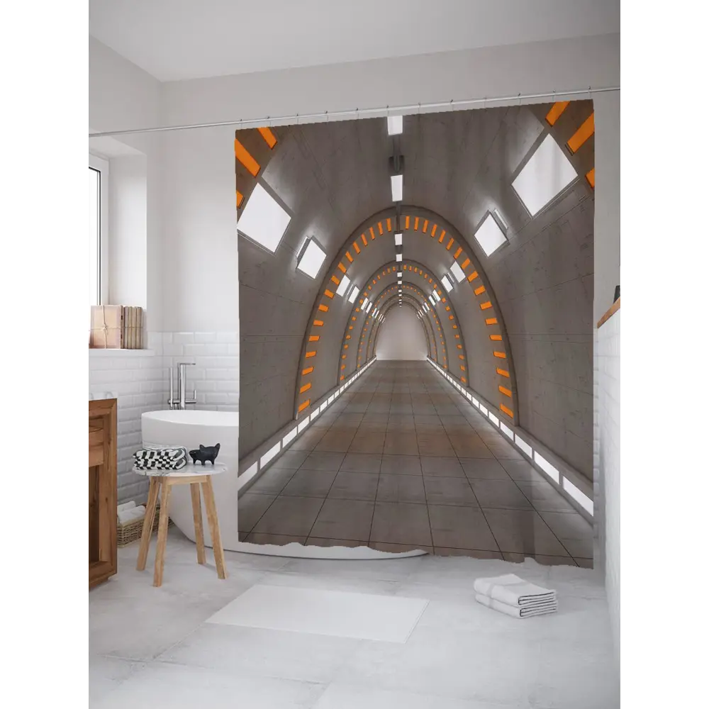 Фото Шторка для ванной комнаты JoyArty sc_21661 200x180см цвет серый серебристый