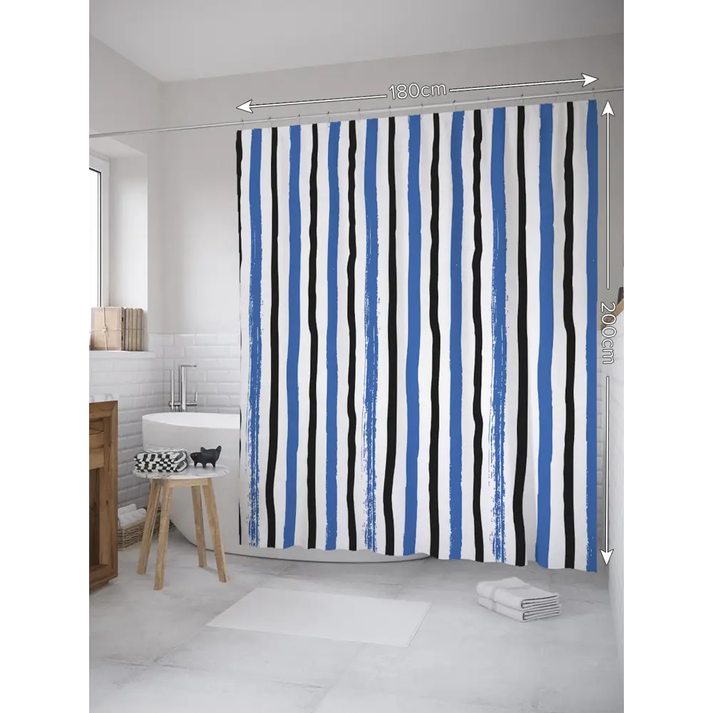 Фото 2 Шторка для ванной комнаты JoyArty sc_32991 200x180см цвет синий Фото 2 Шторка для ванной комнаты JoyArty sc_32991 200x180см цвет синий