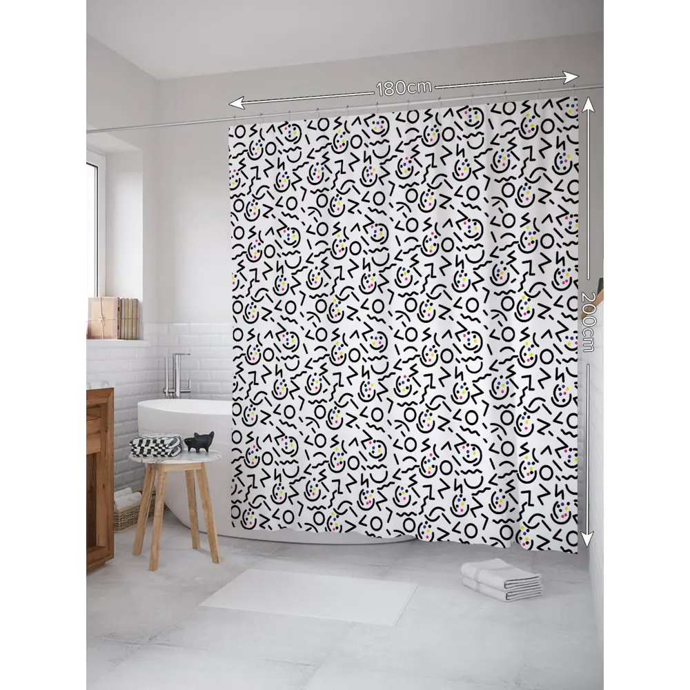 Фото 2 Шторка для ванной комнаты JoyArty sc_28223 200x180см цвет серый серебристый