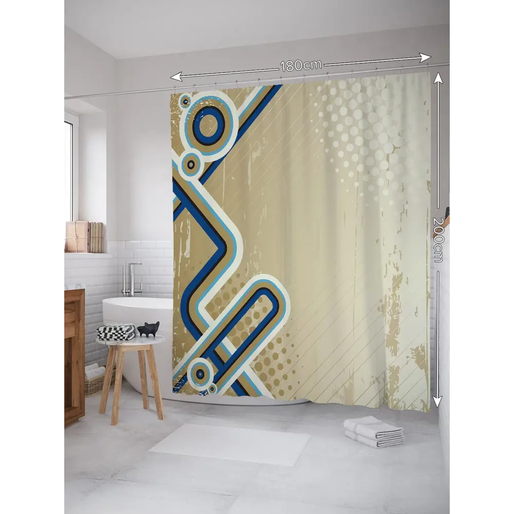 Фото 2 Шторка для ванной комнаты JoyArty sc_27796 200x180см цвет синий