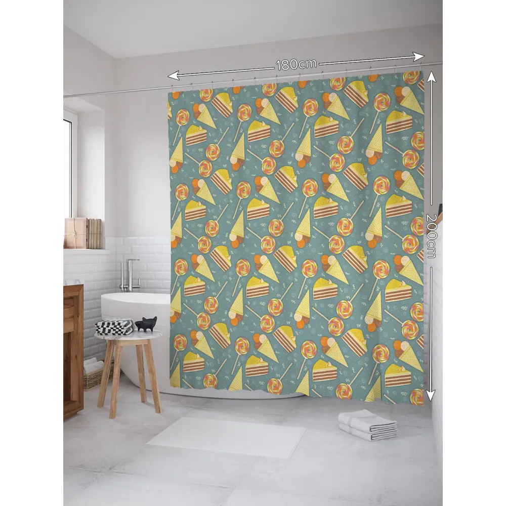 Фото 2 Шторка для ванной комнаты JoyArty sc_30204 200x180см цвет серый серебристый Фото 2 Шторка для ванной комнаты JoyArty sc_30204 200x180см цвет серый серебристый