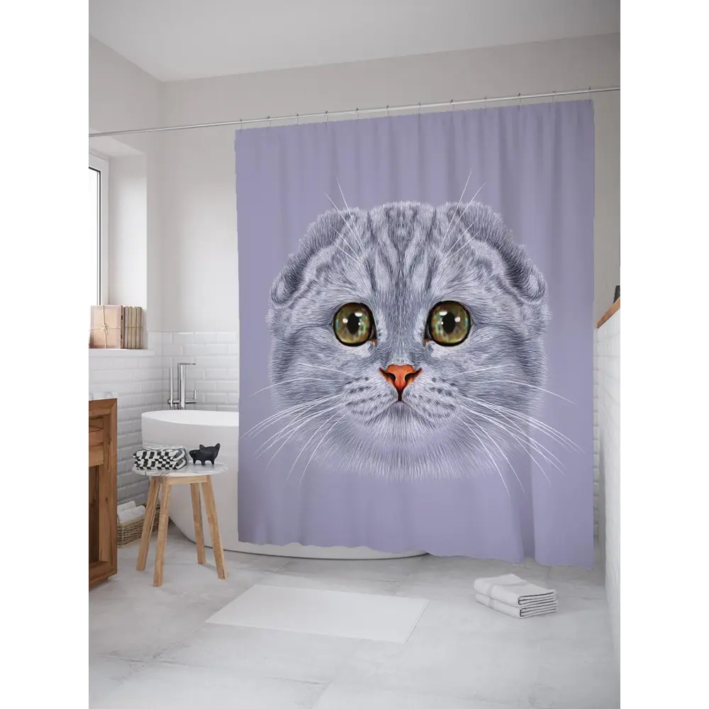 Фото Шторка для ванной комнаты JoyArty sc_29459 200x180см цвет серый серебристый