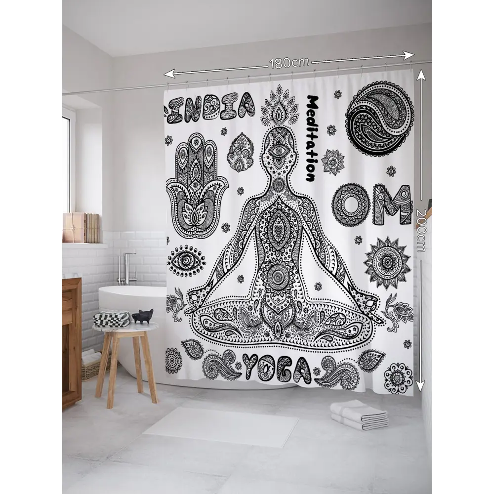 Фото 2 Шторка для ванной комнаты JoyArty sc_37545 200x180см цвет серый серебристый Фото 2 Шторка для ванной комнаты JoyArty sc_37545 200x180см цвет серый серебристый