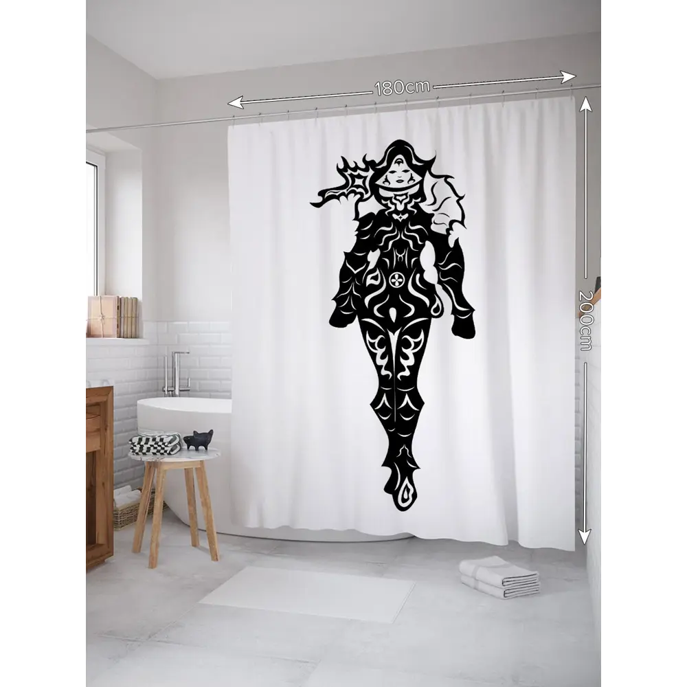 Фото 2 Шторка для ванной комнаты JoyArty sc_23747 200x180см цвет серый серебристый