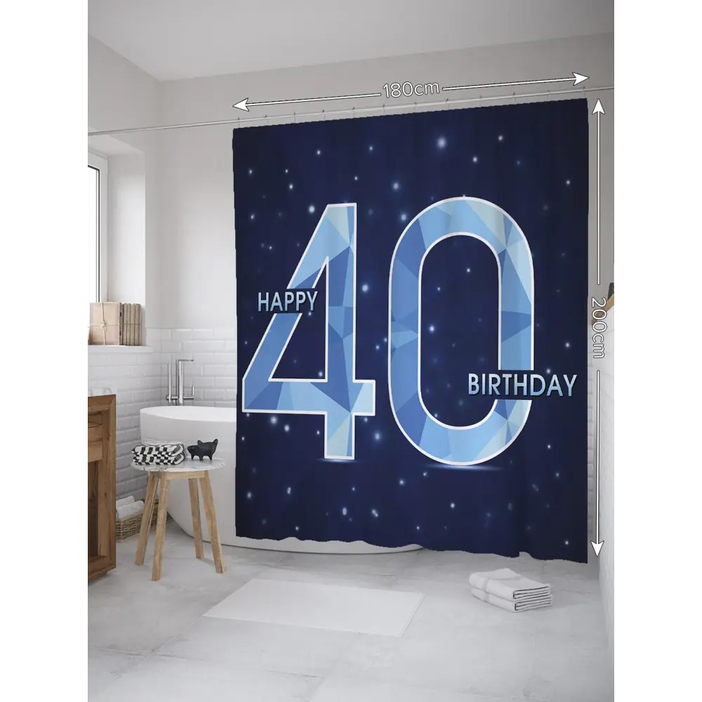 Фото 2 Шторка для ванной комнаты JoyArty sc_33137 200x180см цвет синий