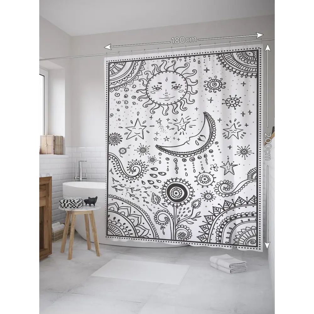 Фото 2 Шторка для ванной комнаты JoyArty sc_35666 200x180см цвет серый серебристый