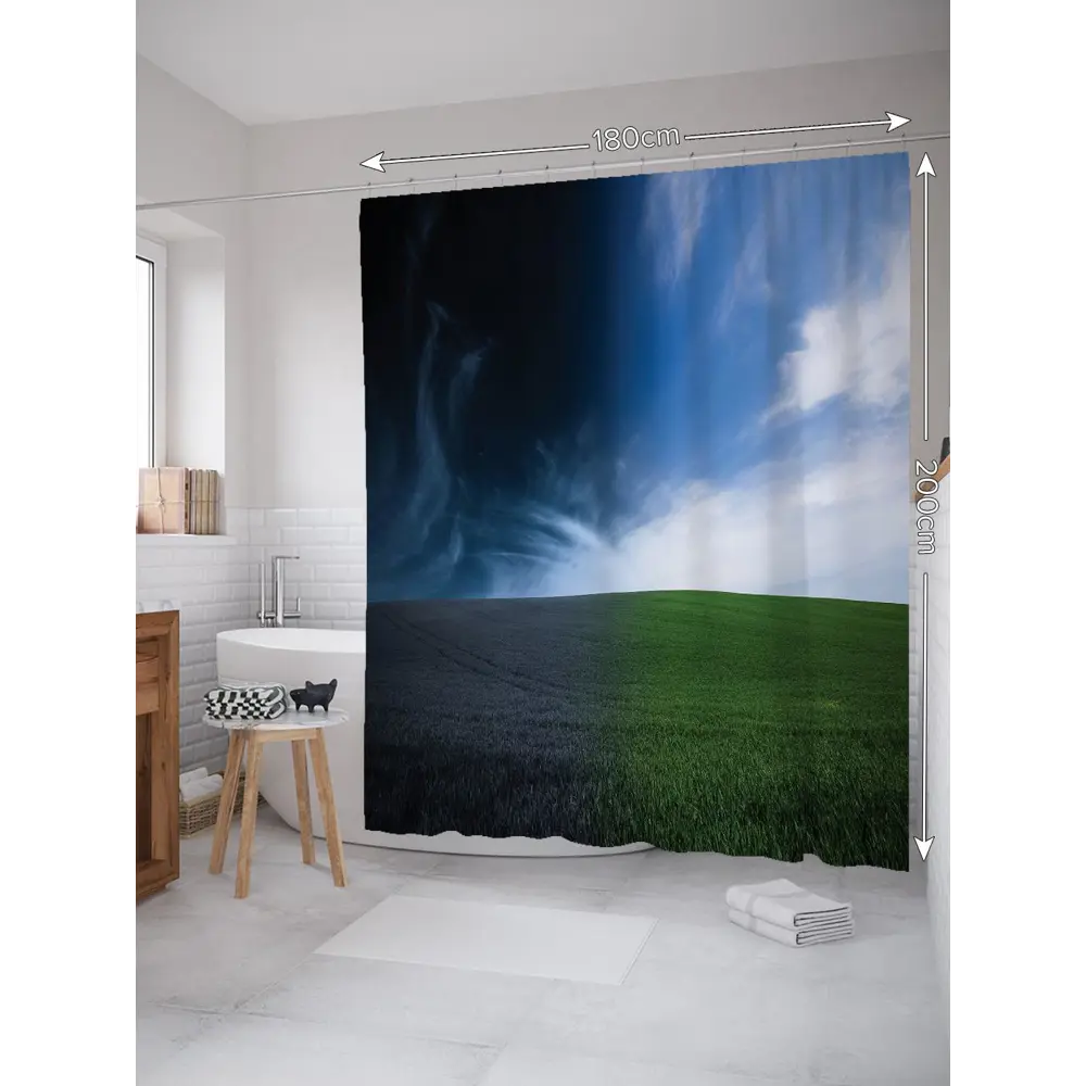 Фото 2 Шторка для ванной комнаты JoyArty sc_20845 200x180см цвет синий