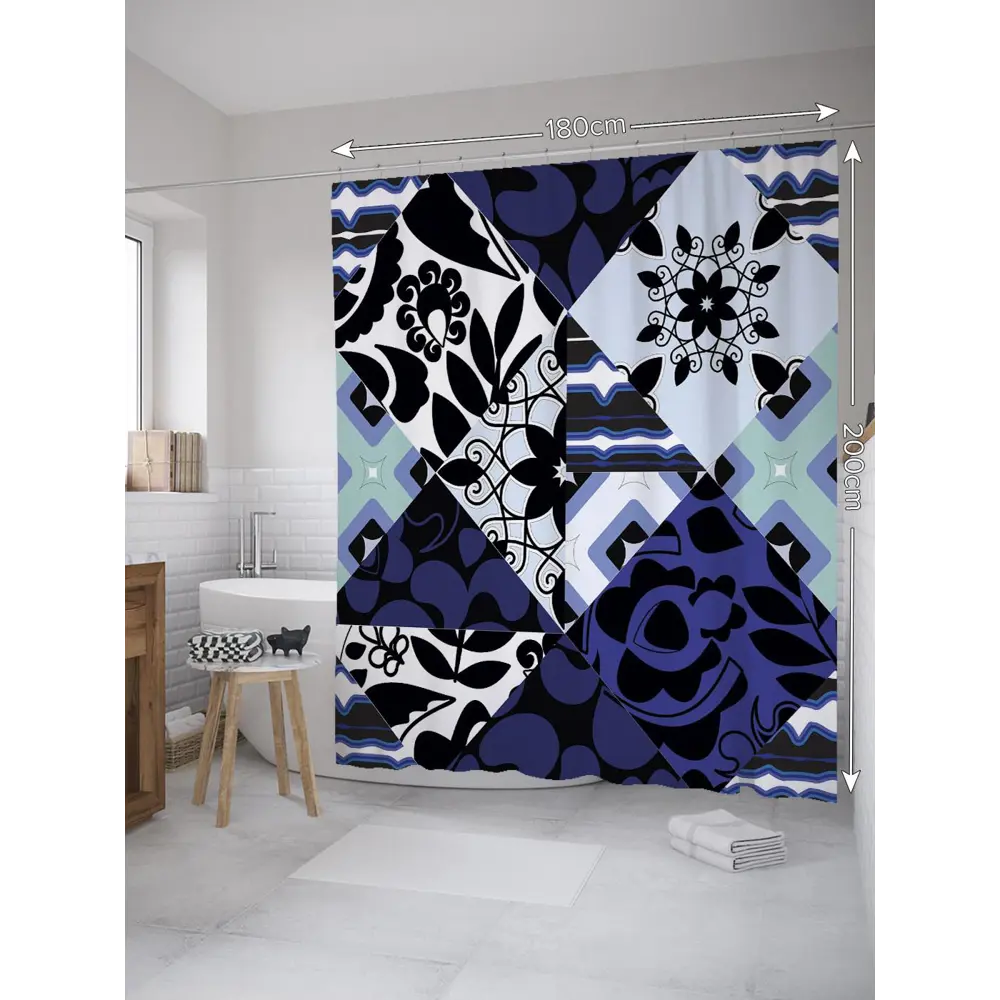 Фото 2 Шторка для ванной комнаты JoyArty sc_36494 200x180см цвет синий