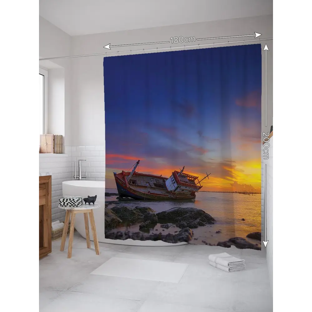 Фото 2 Шторка для ванной комнаты JoyArty sc_20552 200x180см цвет синий Фото 2 Шторка для ванной комнаты JoyArty sc_20552 200x180см цвет синий