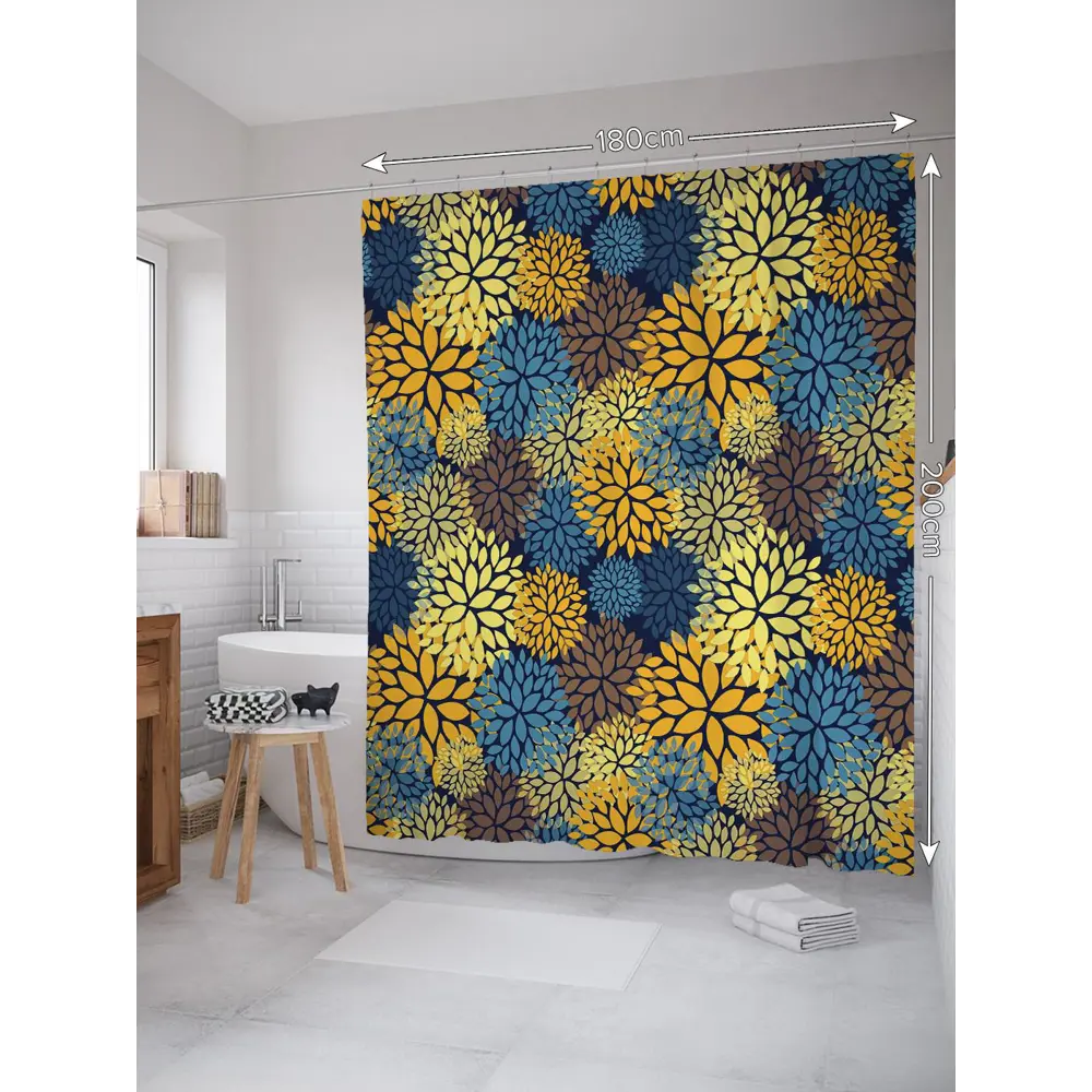 Фото 2 Шторка для ванной комнаты JoyArty sc_36476 200x180см цвет синий Фото 2 Шторка для ванной комнаты JoyArty sc_36476 200x180см цвет синий