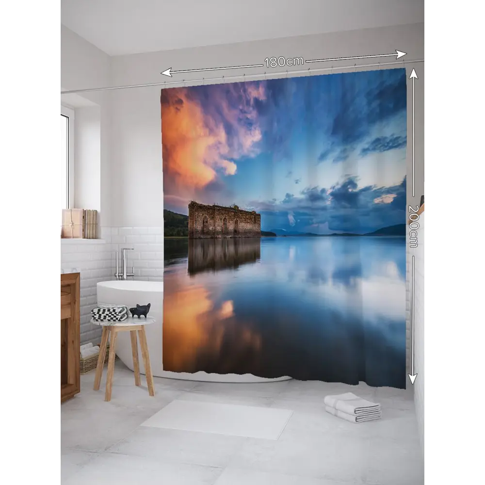 Фото 2 Шторка для ванной комнаты JoyArty sc_19841 200x180см цвет синий