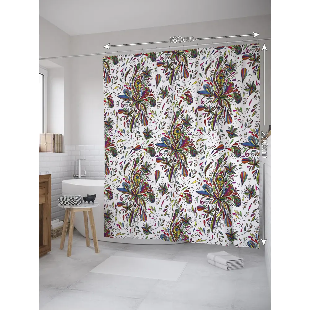 Фото 2 Шторка для ванной комнаты JoyArty sc_27792 200x180см цвет синий